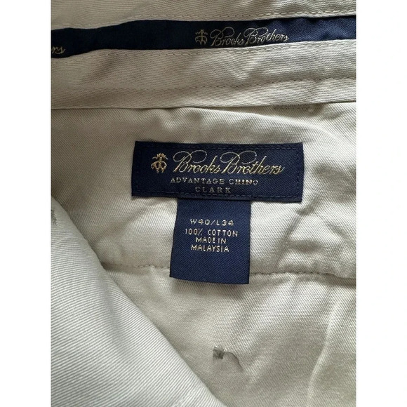 Brooks Brothers Men's Size W40/L34 Khaki Clark Lightweight Advantage Chino Pants - Picture 7 of 12